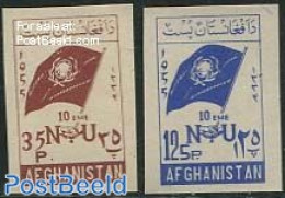 Afghanistan 1955 10 Years UNO 2v Imperforated, Unused (hinged), History - United Nations - Afghanistan