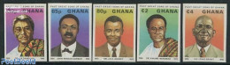 Ghana 1980 J.B. Danquah 5v, Imperforated, Mint NH, History - Various - Politicians - Justice - Other & Unclassified