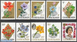Aitutaki 1972 Flowers, Overprints 10v, Mint NH, Nature - Flowers & Plants - Aitutaki