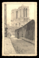 75 - PARIS - NOTRE-DAME -  CARTE ET DESSIN AUTOGRAPHE D'ARTHUR SOBOTTA SUR PAPIER GRAVURE - Notre Dame Von Paris