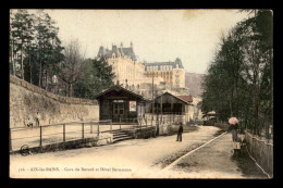 73 - AIX-LES-BAINS - GARE DU CHEMIN DE FER DU REVARD ET HOTEL BERNASCON - CARTE COLORISEE - Aix Les Bains