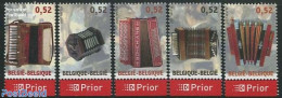 Belgium 2007 Accordeon 5v, Mint NH, Performance Art - Music - Musical Instruments - Unused Stamps
