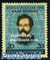 Germany, Federal Republic 1952 C. Schurz 1v, Unused (hinged), Various - Maps - Unused Stamps