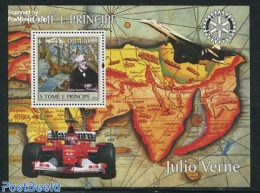 Sao Tome/Principe 2004 Jules Verne S/s, Mint NH, Sport - Transport - Various - Autosports - Concorde - Aircraft & Avia.. - Concorde