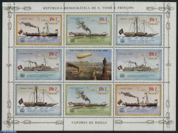 Sao Tome/Principe 1984 Ships 2x4v M/s, Mint NH, Transport - Ships And Boats - Zeppelins - Bateaux