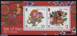 Isle Of Man 2016 Year Of The Monkey S/s, Mint NH, Nature - Various - Monkeys - New Year - Nouvel An