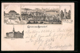 Lithographie Ronsdorf, Rathaus, Post, Kaiser-Krieger-Denkmal  - Sonstige & Ohne Zuordnung
