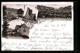 Lithographie Stecklenberg I. Harz, Gebirgs-Hotel, Gasthaus Zum Grünen Walde, Lauenburg  - Autres & Non Classés