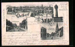 Lithographie Velbert /Rheinl., Wasserthurm, Poststrasse, Krieger Denkmal  - Velbert