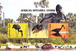 Liberia 2019 African Openbill Stork 3v M/s, Mint NH, Nature - Birds - Other & Unclassified