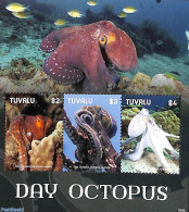 Tuvalu 2019 Day Octopus 3v M/s, Mint NH, Nature - Fish - Fishes