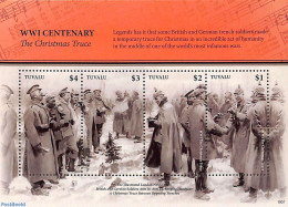 Tuvalu 2019 World War I, The Christmas Truce 4v M/s, Mint NH, History - Performance Art - Religion - Music - Staves - .. - Musique