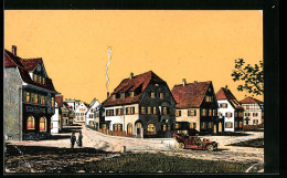 Künstler-AK Eugen Felle: Donaueschingen, Käferstrasse, Ecke Wasserstrasse, Nach Dem Riesenbrande 1908  - Other & Unclassified