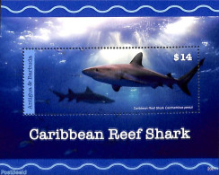 Antigua & Barbuda 2020 Caribbean Reef Shark S/s, Mint NH, Nature - Fish - Sharks - Fische