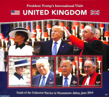 Dominica 2020 President Trump Visits The U.K. 4v M/s, Mint NH, History - American Presidents - Repubblica Domenicana