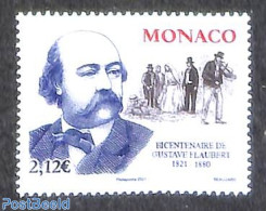 Monaco 2021 Gustave Flaubert 1v, Mint NH, Performance Art - Music - Art - Authors - Ungebraucht
