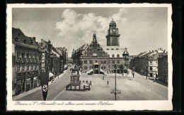 AK Plauen I. V., Altmarkt Mit Altem Und Neuem Rathaus,   - Plauen