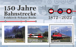 Switzerland 2022 Feldkirch-Schaan-Buchs Railway S/s (with Only Swiss Stamp), Mint NH, Transport - Various - Railways -.. - Nuevos