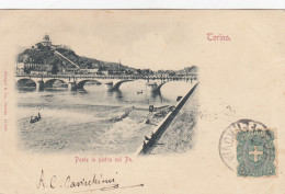 TORINO-PONTE IN PIETRA SUL PO-CARTOLINA VIAGGIATA IL 22-01-1900-RETRO INDIVISO - Brücken