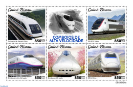 Guinea Bissau 2023 High Speed Trains, Mint NH, Transport - Railways - Trains