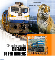Djibouti 2023 Indian Trains, Mint NH, Nature - Transport - Cat Family - Railways - Trains