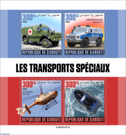 Djibouti 2023 Special Transport , Mint NH, Health - Transport - Red Cross - Automobiles - Helicopters - Aircraft & Avi.. - Croce Rossa