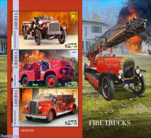 Liberia 2023 Fire Engines, Mint NH, Transport - Automobiles - Fire Fighters & Prevention - Coches