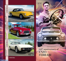 Liberia 2023 125th Anniversary Of Enzo Ferrari, Mint NH, Transport - Automobiles - Ferrari - Coches