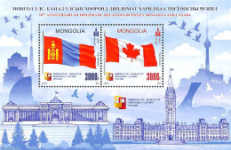 Mongolia 2023 Diplomatic Relations With Canada S/s, Mint NH, History - Flags - Mongolei