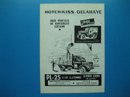 (1955) HOTCHKISS-DELAHAYE - Deux Véhicules : La JEEP Française Et Le Camion 2,5 Tonnes - Publicités