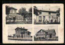 AK Beringstedt, Ruge`s Cafe, Bahnhof, Kaufhaus Und Bäckerei Von H. Voss  - Autres & Non Classés