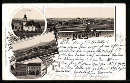 Lithographie Neustadt / Waldnaab, Kirche S. Felix, Altenstadt Mit Ansicht Parkstein, Schloss  - Neustadt Waldnaab