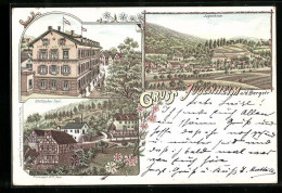 Lithographie Jugenheim A. D. Bergstr., Hotel Zur Goldenen Krone, Mühle Im Stettbacher Thal  - Altri & Non Classificati