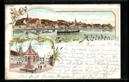 Lithographie Alsleben, Ortsansicht, Marktplatz  - Autres & Non Classés