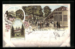 Lithographie Naumburg A. S., Restaurant Bürgergarten, Fontaine  - Naumburg (Saale)