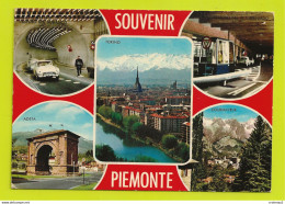 Souvenir PIEMONTE Multivues Aosta Courmayeur Torino S. Bernardo M. Bianco En 1973 Citroën DS Gendarme - Sonstige & Ohne Zuordnung