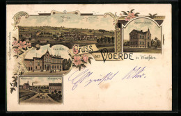 Lithographie Voerde /Westfalen, Sara-Stift, Waisenhaus Und Rectorat-Schule  - Voerde