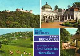 BUCHLOV CASTLE, ARCHITECTURE, MULTIPLE VIEWS, GARDEN, LAKE, CHILDREN, CZECH REPUBLIC, POSTCARD - Tchéquie