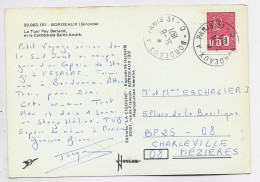 BEQUET 50C SEUL CARTE DE BORDEAUX AMBULANT BORDEAUX A PARIS 3° 31.8.1971 C - 1971-1976 Marianne Of Béquet