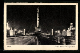 AK Berlin, Blick Auf Den Grossen Stern Mit Siegessäule Bei Nacht  - Dierentuin