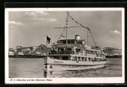 AK Bodensee-Dampfer MS Schwaben Gegen Die Schweizer Alpen  - Autres & Non Classés