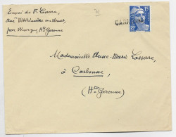 FRANCE  GANDON 15FR BLEU LETTRE ANNULATION GRIFFE EN ARRIVEE CARBONNE - 1921-1960: Modern Tijdperk