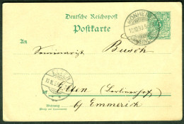 MONHEIM Rhein Zw Leverkusen Langenfeld 1899 GANZSACHE 5-Pf + Orts-o + Heimatbeleg > Elten B Emmerich - Briefkaarten