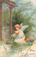 Joyeuses Paques CPA Illustration Représentant Ange Tirant Sur La Cloche Peufs  , Série N° 509 , Cachet 1905 - Easter