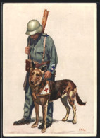 AK Schweizer Soldat Mit Sanitätshund, Bundesfeier 1937 Für Das Schweizerische Rote Kreuz  - Chiens