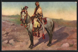 AK Costume De Bédouin, Mann In Bedouinen-Tracht Auf Einem Pferd Sitzend  - Non Classés