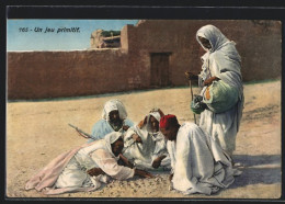 AK Un Jeu Primitif, Arabische Volkstypen Spielen Im Sand  - Non Classés