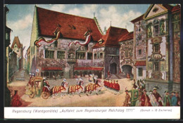 AK Regensburg, Wandgemälde Auffahrt Zum Regensburger Reichstag 1711  - Regensburg