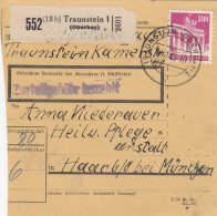 BiZone Paketkarte 1948: Traunstein Nach Haar, Pflegeanstalt - Cartas & Documentos