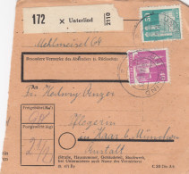 BiZone Paketkarte 1948: Unterlind Nach Haar, Pflegerin - Lettres & Documents